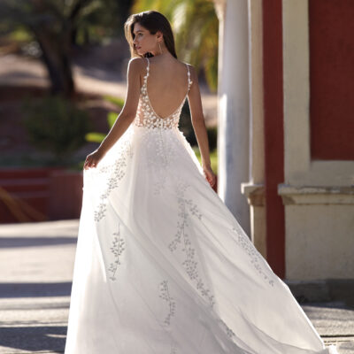 A-Linie Brautkleid mit Blätterspitze zart Tüll