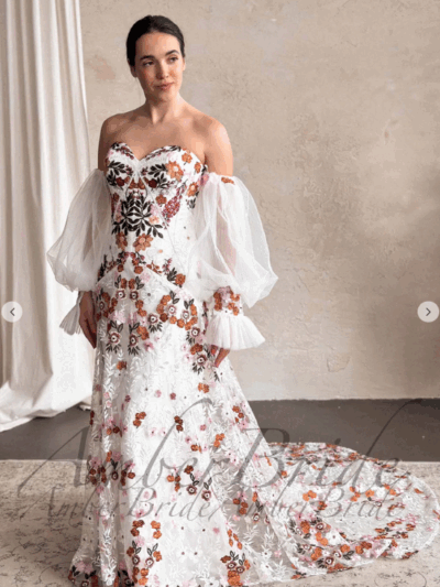 Orchidee fit and flare kleid aus bunter spitze